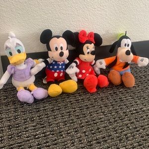 Disney Plushie Bundle | 4 pc. Disney Characters | Mickey, Minnie, Goofy, Daisy |